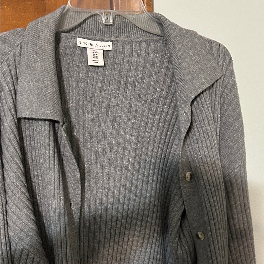 Sincerely Jules Gray Ribbed Cardigan - Picture 4 of 8